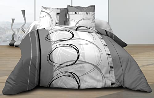 Le linge de Jules Duvet Cover 220cm x 240cm + 2 Pillowcases Pure Cotton 57 Thread Count - Grey