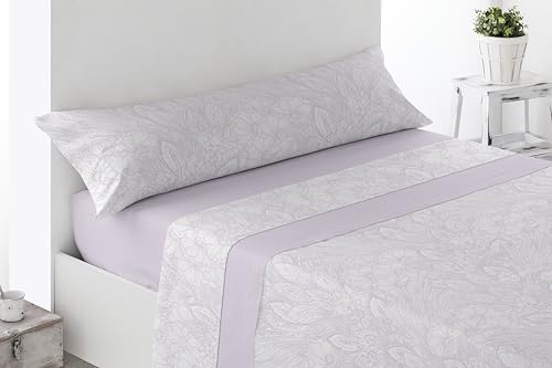 Miracle Home. Arges 3-Piece Bedding Set, Fitted Sheet, Flat Sheet and Pillowcase, Anti-Peeling, 50% Cotton-50% Brushed Microfibre, Mauve 90 x 200, 90 cm Bed
