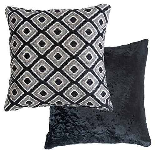 Emma Barclay Pisa Geometric Jacquard Cushion Cover in Black - 17x17 (43x43cm)