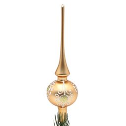 Dekohelden24 Lauschaer Christmas Tree Topper Glitter Decoration in White, Ornaments, Length Approx. 28 cm, Matte Gold