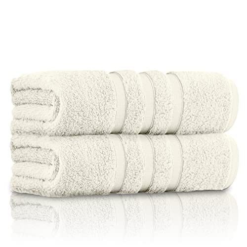 GC GAVENO CAVAILIA 100% Ringspun Cotton, Luxury 550 GSM Zero Twist Sheets, Egyptian, Cream, 70x120 Bath Towel
