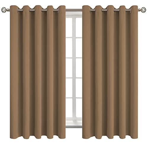 BGment Blackout Curtains for Bedroom - Grommet Thermal Insulated Room Darkening Curtains for Living Room, Set of 2 Panels (70 x 63 Inch, Taupe)