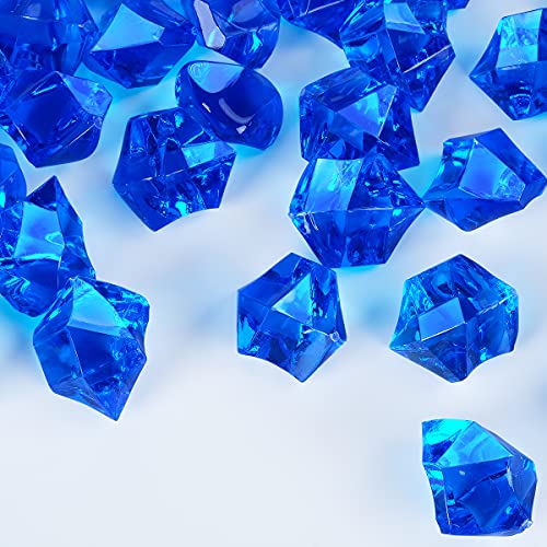 Babenest Acrylic Crushed Ice Rocks, 150 PCS Fake Crystals Plastic Ice Cubes Diamonds Gems for Vase Fillers, Home Decoration, Table Scatter, Event, Wedding, Arts & Crafts (Royal Blue)