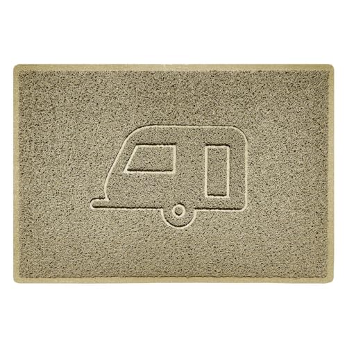 Nicoman CARAVAN Embossed Shape Door Mat Dirt-Trapper Washable Barrier Doormat-(Use Indoor or Sheltered Outdoor)-(90x60cm/3x2ft,Large) Beige