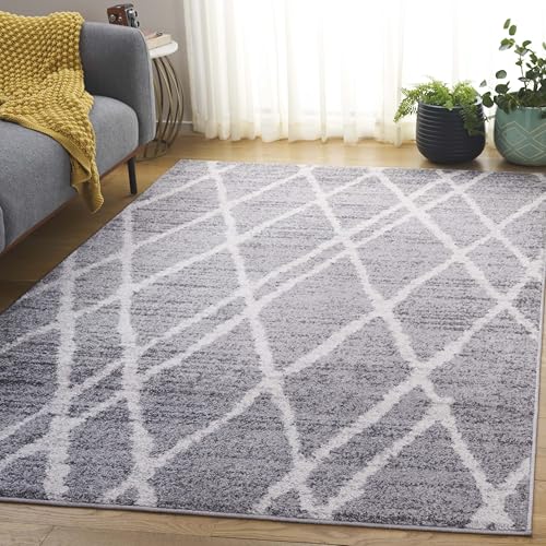 Safavieh Contemporary Rug for Living Room, Dining Room, Bedroom - Adirondack Collection, Short Pile, in Ivory and Silver, 200 X 300 cm
