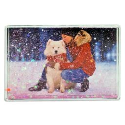 Glitter Photo Frame, Acrylic Picture Frame holds 10 x 15 cm (4 x 6 inch) Clear Frameless Desktop Photo Block with Confetti (Pink) - Ideal Personalised Gifts, Wedding Day Presents
