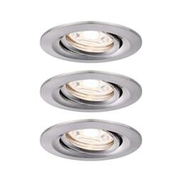 Paulmann 92973 Nova mini Plus LED recessed luminaire Coin EasyDim Round swivelling incl. 3x4.2 watt dimmable recessed Ceiling Spotlight Brushed Iron recessed lamp Aluminium Warm White 2700 K