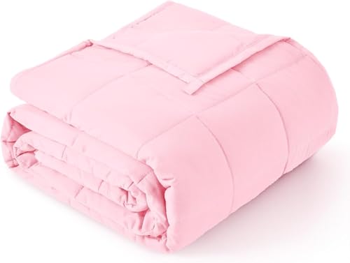 "Topblan Weighted Blanket for Adults 20lbs, Breathable Cooling Weighted Blanket, High Breathability Heavy Blanket, Soft Material with Glass Beads for All Season, Sofa Bed, 60""x80"" Queen Size, Pink"