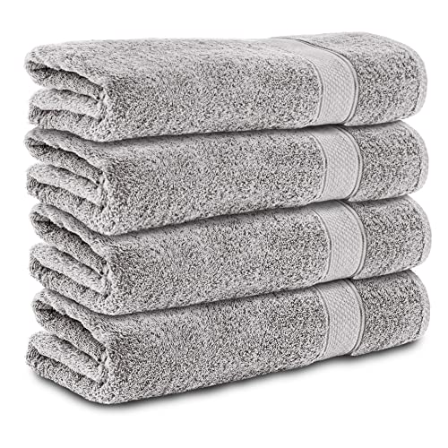 Komfortec Set of 4 Hand Towels 50 x 100 cm 100% Cotton Terry Towelling Soft Silver
