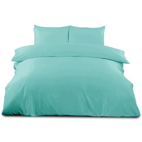 GC GAVENO CAVAILIA Double Size Plain Duvet Cover Set - Soft, Comfy & Breathable Luxury Bedding, Easy-Care Washable Bed Linen, Aqua