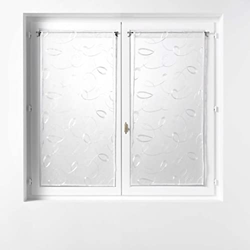Douceur d'Intérieur, 2 x 60 x 90 cm White Veil Embroidered Curtain Pole