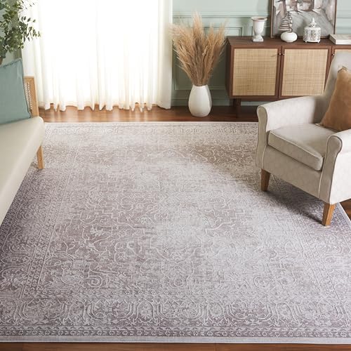 Safavieh Contemporary Rug for Living Room, Dining Room, Bedroom - Reflection Collection, Short Pile, in Beige and Cream, 200 x 200 cm