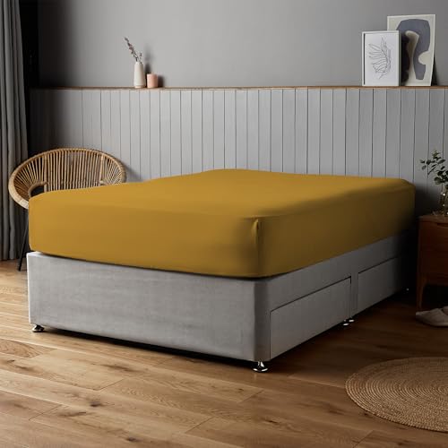 Silentnight Supersoft Fitted Sheet - Cosy & Comfortable Delicate Touch - Luxurious Easy Care Microfibre with Elasticated Corners - Stylish & Modern Mattress Fitted Sheet, King Bed, Ochre Yellow