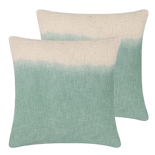 furn. Mizu Square Feather Filled Cushions Twin Pack, Eucalyptus, 50 x 50cm
