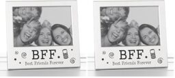 Shudehill Giftware Best Friends Forever BFF Photo Picture Frame Satin Silver Finish Lovely Gift, 14x13.5cm JDBFF (Pack of 2)