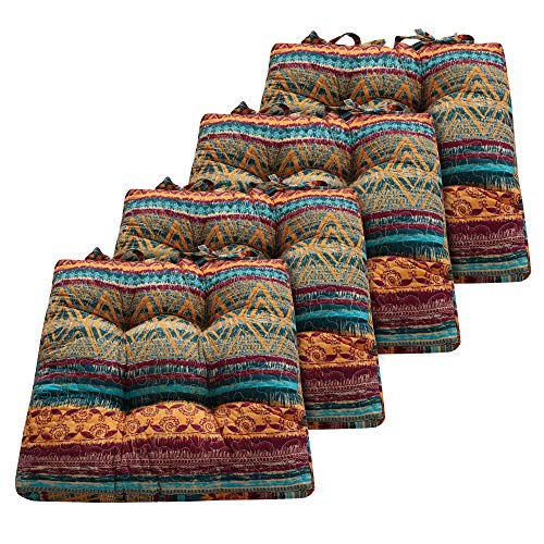 Greenland Home Triple-Cushioned Chair Pad, 4 Count (Pack of 1), Southwest