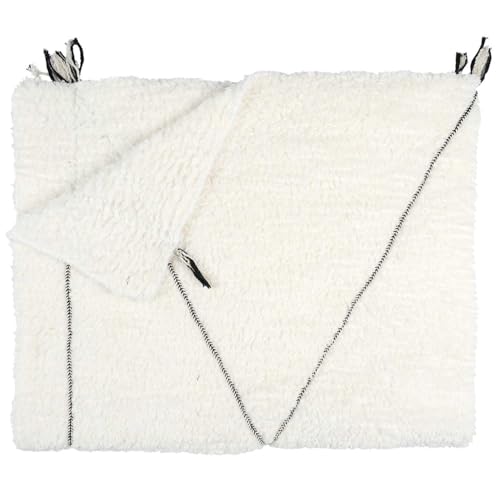 HOME DECO FACTORY - TX0110 Sherpa Blanket White Braided Pattern 130 x 160 cm - Indoor Textile, Bed Throw, Soft Comfort, Elegant Design, Sofa or Bed, White