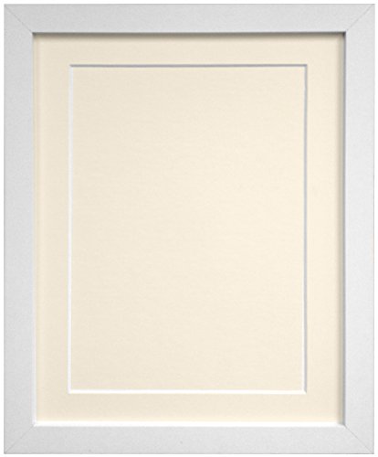 "FRAMES BY POST 25mm wide H7 White Picture Photo Frame with Ivory Mount and Backing Board 10""x8"" for Pic Size 8""x6"""