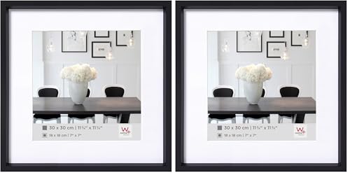 walther design ES220B Picture Frame, Plastic, Steel Style, 8x8 inch (20x20 cm), Black (Pack of 2)