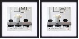 walther design ES220B Picture Frame, Plastic, Steel Style, 8x8 inch (20x20 cm), Black (Pack of 2)