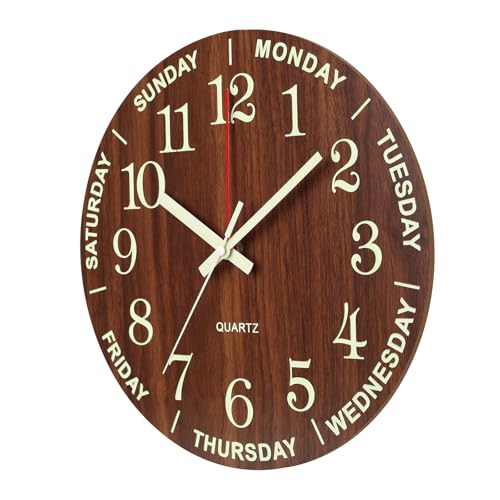 Felvoro Wall Clock 12 Inch Silent Non-Ticking Modern Clocks Battery Operated - Analog Small Classic for Office, Home, Bathroom, Kitchen, Bedroom, School, Living Room Glow-in-The-Dark Clock