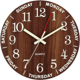 Felvoro Wall Clock 12 Inch Silent Non-Ticking Modern Clocks Battery Operated - Analog Small Classic for Office, Home, Bathroom, Kitchen, Bedroom, School, Living Room Glow-in-The-Dark Clock