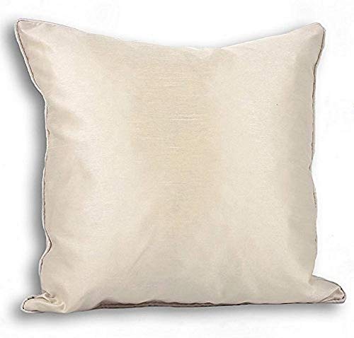 "Paoletti Riva Fiji Feather Filled Cushion - White - Faux Silk - Matching Piped Edges - Reversible - Hidden Zip Closure - 100% Polyester Case - Machine Washable - 43 x 43cm (17"" x 17"" inches)"