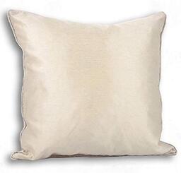 "Paoletti Riva Fiji Feather Filled Cushion - White - Faux Silk - Matching Piped Edges - Reversible - Hidden Zip Closure - 100% Polyester Case - Machine Washable - 43 x 43cm (17"" x 17"" inches)"