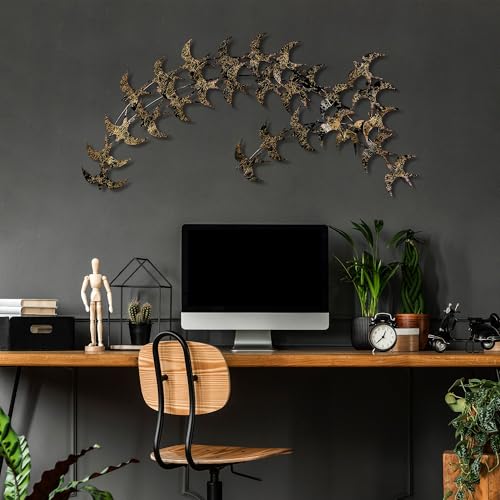 Handmade Decorative Metal Wall Accessory, 75 x 136 cm, 100% Metal (1.5 mm), Unique Gold & Black Design, Perfect for Home Decor & Art Display