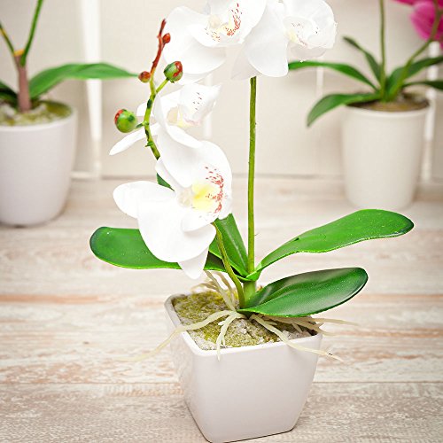 "Restaurantware Faux Fiore White Orchid - White Pot - Faux Plants - 13.4"""" - 1ct Box"