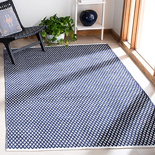 Safavieh Modern Indoor Hand Knotted Rectangle Area Rug, Boston Collection, BOS685, in Navy, 152 X 244 cm for Living Room, Bedroom or Any Indoor Space