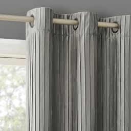 "Sun Zero Scarlett 2-Pack Pleated Velvet Noise Reducing Blackout Grommet Curtain Panel Pair, 40"" x 96"", Gray"
