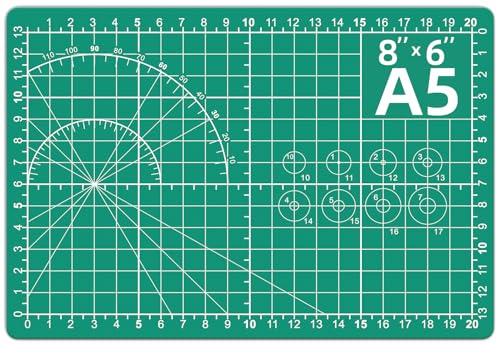 DIYSELF Cutting Mat 6in??8in, Cutting Mats for Crafts, Self Healing Cutting Mat A5, Cutting Mat for Sewing, Fabric Cutting Mat Double Sided, Craft Mat for Desktop, Rotating Cutting Mats for Quilting