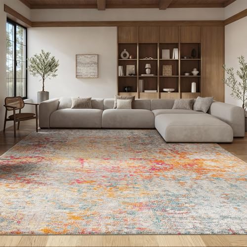 SAFAVIEH Contemporary Rug for Living Room, Dining Room, Bedroom - Madison Collection, Short Pile, in Grey and Turquoise, 183 X 274 cm