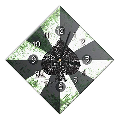 Mareli Wall Clock, Wood, Bianco E Nero Con Sfumature Verdi, 42x42