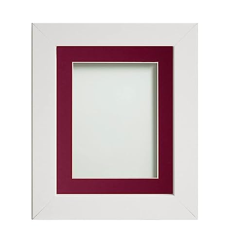 Frame Company Watson White Picture Photo Frame fitted with Perspex, 9x7 inch with Plum Mount for image size 7x5 inch
