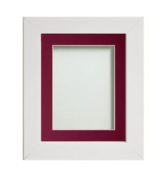 Frame Company Watson White Picture Photo Frame fitted with Perspex, 9x7 inch with Plum Mount for image size 7x5 inch
