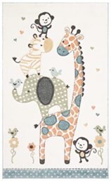 Safavieh Contemporary Rug for Living Room, Dining Room, Bedroom - Carousel Kids Collection, Short Pile, in Multicolored, 60 x 90 cm