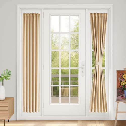 Vatge Beige Sidelight Curtains for Front Door - Sidelight French Door Curtains for Patio/Entryway, 1 Panel, W12 x L72, Beige