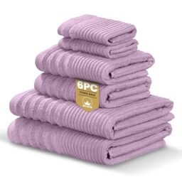 Rapport Home Linear 6-Piece Towel Bale - Bale Lavendar Pink - Luxurious 100% Cotton 500gsm Bathroom Set