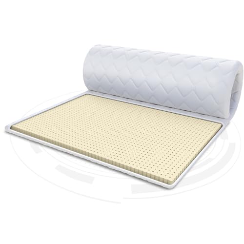 FDM Mattress Topper Latex Mattress Topper 80 x 200 cm Hardness H3 Height Approx. 2 cm Suitable for Allergy Sufferers Oeko-Tex White