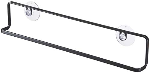 Yamazaki 6797 TOWER Wall Towel Hanger L with Suction Cup, black, Steel, Minimalist, 35.5 x 4 x 7 cm