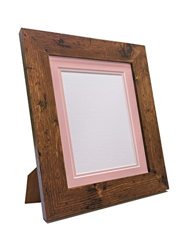 Metro Vintage Wood Photo Picture Poster Frame with Double Pink Mount 45 x 30 cm for Image Size 14 x 8 inch