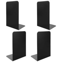 ASelected Heavy Metal Bookend Two Pairs of Black Bookend L Shaped Book Ends with Non Slip Mat Home Office Library Bookshelf (4Pcs)