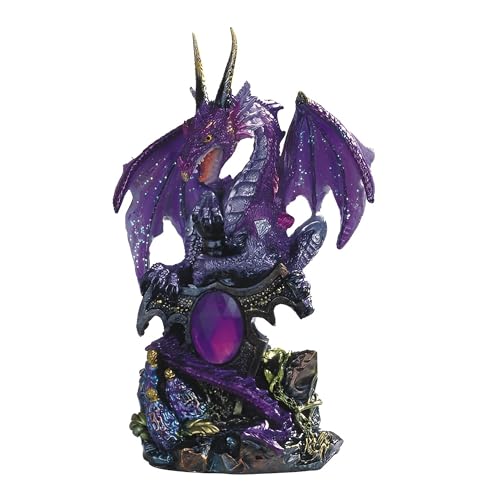 "ICE ARMOR 6"" H Purple Dragon with Gem Statue Figurine - Exquisitely Detailed Mythical Dragon Figurine Sculpture, Hand Painted Collectible Statue for Fantasy Enthusiasts"
