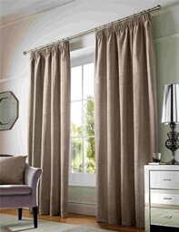 Alan Symonds Curtains Pencil Pleat Taped Heading Fully Lined, Chenille Polyester, Cream, 66 x 54