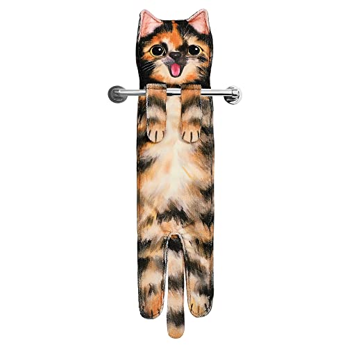 MewMix Funny Hand Towels for Bathroom Kitchen Decor - Cute Cat Hanging Hand Towel Kitchen Gadgets - Unique Housewarming Birthday Christmas Cat Lover Gift Ideas for Women Mom Lady Adults