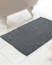 Kampala Hill Chenille Loop Bath Mat Non Slip Absorbent Charcoal 46x76cm