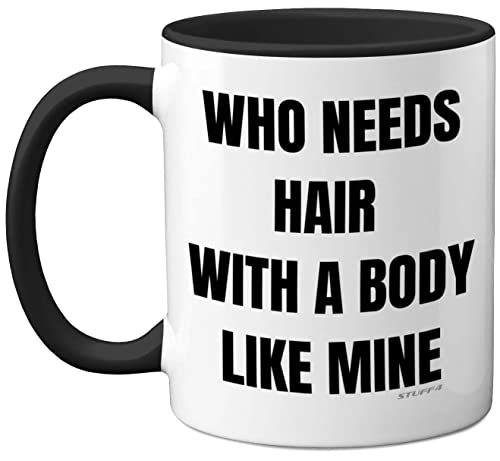 Stuff4 Bald Mug, Funny Birthday Gifts for Him - Novelty 11oz Black Ceramic Dishwasher Safe Baldi Mugs, Dad Birthday Gifts, Christmas, Father's Day