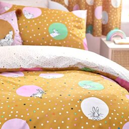 furn. Peter Rabbit™ Dotty Duvet Cover Set – Reversible Playful Polka Dot Polycotton Bedding (Ochre – Double – 200x200cm)